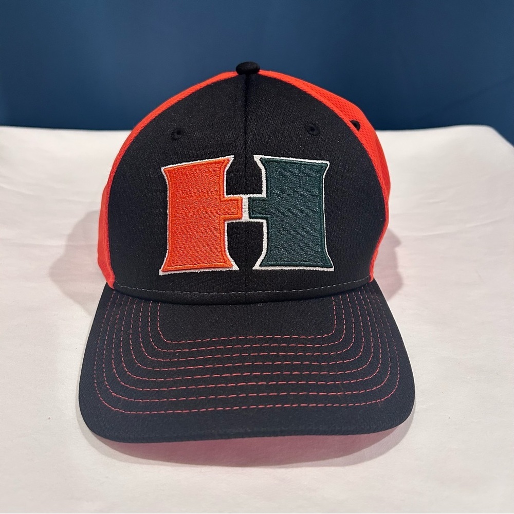 Dome Headwear (Custom) Cap/Hat: Size L/XL, Theme "H”, Color Black/Orange EUC